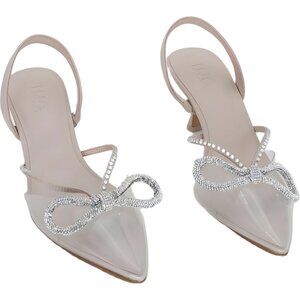 I.N.C. Gerley Bow Mid-Heel Pumps Clear Nude Women's Shoes 8.5M